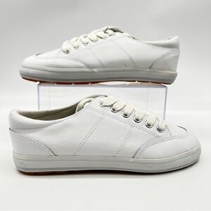 AJ Valenci Women's Low Rise Classic Lace Up White Leather Casual Sneakers-Size 8